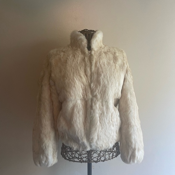 Elan Jackets & Blazers - Mob-wife Cream Rabbit Fur winterluxury quietluxury cozyfashion